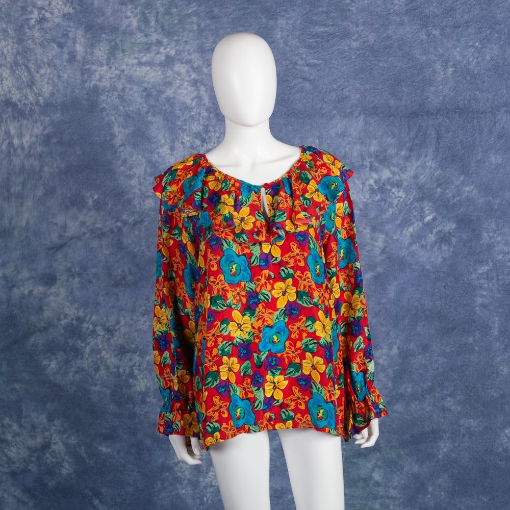 Vintage Silk Exchange Floral Blouse Sz S